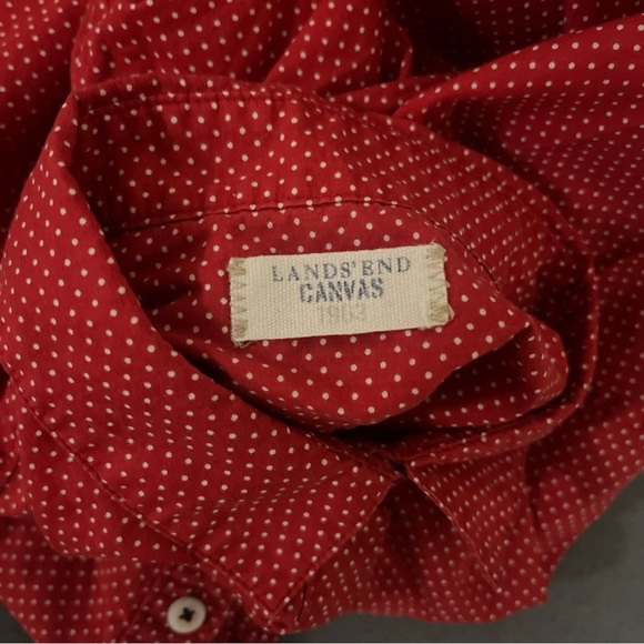 Lands' End Canvas Red Ivy Prep Classic Coastal Cowgirl Cotton Shirt Womens Small - Picture 6 of 6